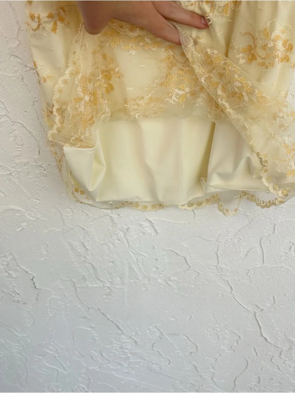 Vintage Y2K White/Cream Square Neck Lace Babydoll Cami Size Large - Picture 5 of 11